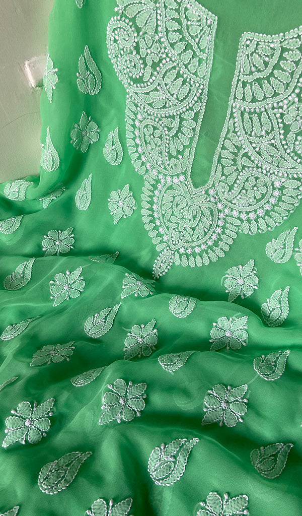 Laila Women's Lucknowi Handcrafted Faux-Georgette Chikankari Suit Material - HONC0263016