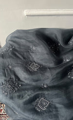 将图像加载到图库查看器中， Women's Lakhnavi Handcrafted Pure Organza Chikankari Unstitched Kurta And Dupatta Set- HONC0311247