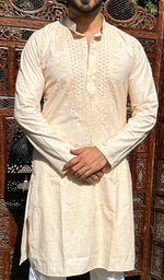 Load image into Gallery viewer, Men's Lucknowi Handcrafted Cotton Chikankari Kurta - HONC0329852