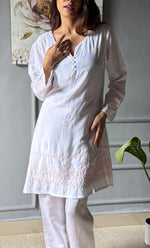 Load image into Gallery viewer, Women&#39;s Lakhnavi Handcrafted Modal Cotton Chikankari Top - HONC0307553
