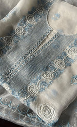 Load image into Gallery viewer, Women&#39;s Lakhnavi Handcrafted Pure Organza Chikankari Unstitched Kurta And Dupatta Set- HONC0305195
