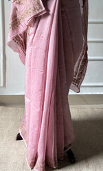 将图像加载到图库查看器中， Women&#39;s Lakhnavi Handcrafted Mul Chanderi Chikankari Saree - HONC0312049
