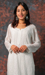 Load image into Gallery viewer, Fareeha Women&#39;s Lakhnavi Handcrafted Viscose Georgette Chikankari Kurti - HONC0276157
