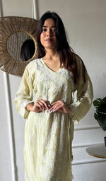 将图像加载到图库查看器中， Women's Lucknowi Handcrafted Cotton Chikankari Angrakha - HONC0343795