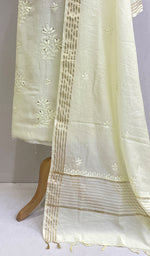 Load image into Gallery viewer, Women&#39;s Lakhnavi Handcrafted Mul Chanderi Silk Chikankari Full Suit Material - HONC0168213