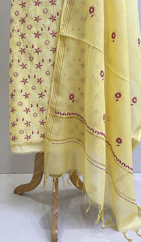 Women's Lakhnavi Handcrafted Maheshwari  Mul Chanderi Kurta And Dupatta Set - HONC0172456