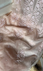 Load image into Gallery viewer, Women&#39;s Lakhnavi Handcrafted Organza Chikankari Unstitched Full Suit Material - HONC0284636
