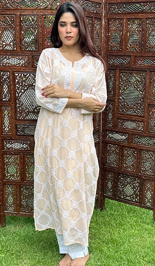 Ansara Women's Lucknowi Handcrafted Cotton Chikankari Kurti - HONC0221386