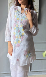 Load image into Gallery viewer, Women's Lakhnavi Handcrafted Mul Chanderi  Chikankari Top - HONC0305258