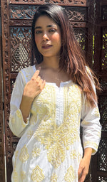 Load image into Gallery viewer, Women&#39;s Lucknowi Handcrafted Cotton Chikankari Kurti - HONC0273978
