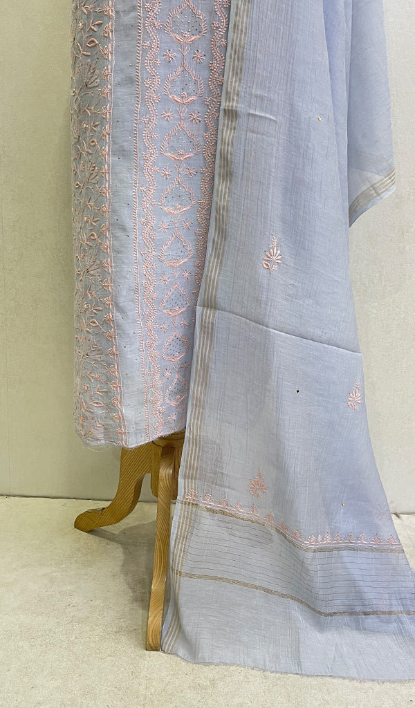 Women's Lakhnavi Handcrafted Mul Chanderi Kurta And Dupatta Set-HONC0120253