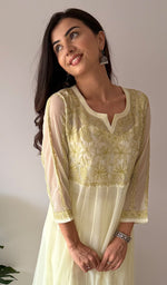 Load image into Gallery viewer, Humaira Women's Lakhanvi Handcrafted Faux-Georgette Chikankari Dress - HONC05080