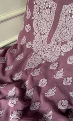 Laila Women's Lucknowi Handcrafted Faux-Georgette Unstitched  Chikankari Suit Material - HONC0330373