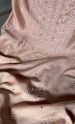 Load image into Gallery viewer, Women's Lucknowi Handcrafted Chanderi Silk Unstitched Chikankari Full Suit Material - HONC0287068
