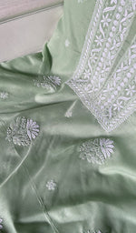 将图像加载到图库查看器中， Women's Lakhnavi Handcrafted Cotton Chikankari Unstitched Kurti Fabric - HONC0368476