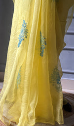 Load image into Gallery viewer, Women&#39;s Lucknowi Handcrafted Pure Organza Silk Chikankari Saree - HONC0298119
