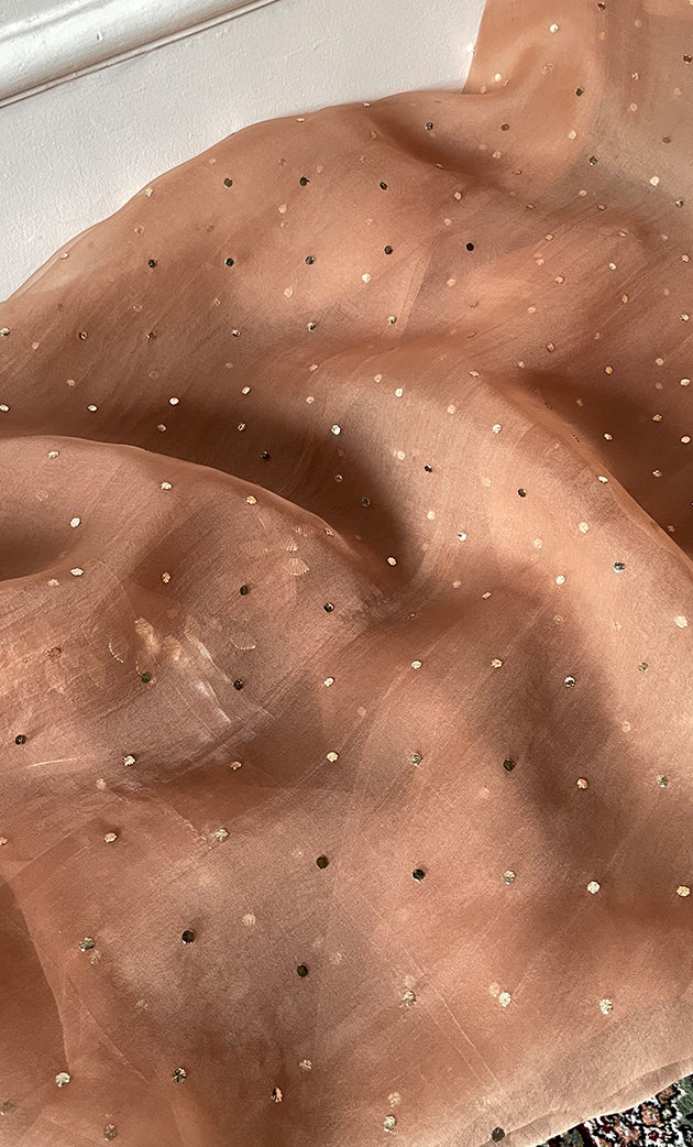 Alfia Women's Lakhnavi Handcrafted Pure Organza Chikankari Unstitched Kurta And Dupatta Set- HONC0328068