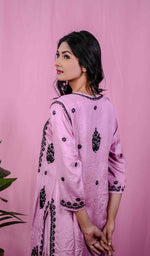 将图像加载到图库查看器中， Women&#39;s Lakhnavi Handcrafted Modal Cotton Chikankari Kurta And Palazzo Set - HONC0205177
