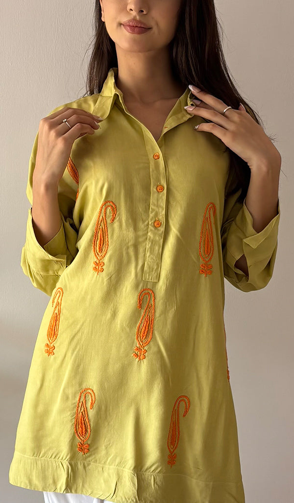 Aamna Women's Lakhnavi Handcrafted Cotton Chikankari Top - HONC0325808