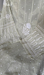 Load image into Gallery viewer, Women's Lucknowi Handcrafted Mul Chanderi Semi - stitched Chikankari Anarkali Full Set - HONC0355631
