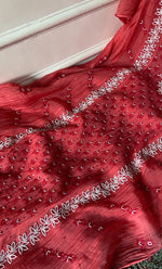 Load image into Gallery viewer, Saziya Women's Lakhnavi Handcrafted Mul Chanderi Semi - Stitched Kurta And Dupatta Set - HONC0339559