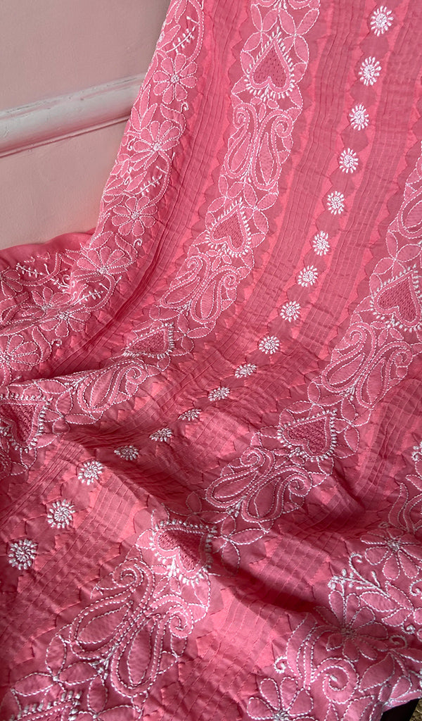 Women's Lakhnavi Handcrafted Unstitched Cotton Chikankari Suit Material - HONC0289732