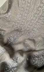 Load image into Gallery viewer, Women's Lakhnavi Handcrafted Mul Chanderi Unstitched Chikankari Full Suit Material - HONC0305483