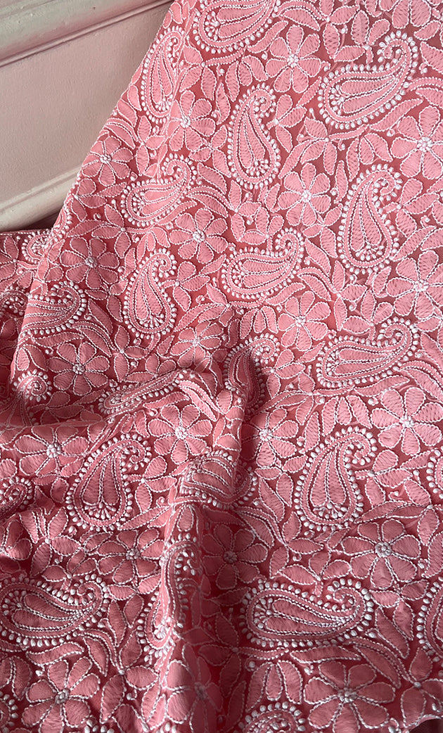 Vamika Women's Lucknowi Handcrafted Faux-Georgette Unstitched Chikankari Suit Material - HONC0330342