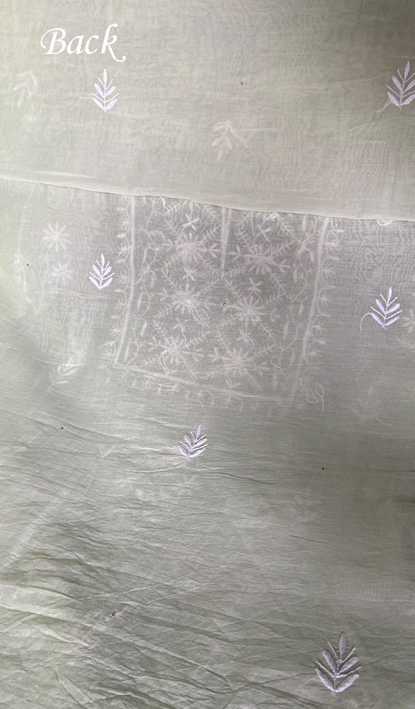 Women's Lakhnavi Handcrafted Mul Chanderi Unstitched Chikankari Full Suit - HONC0367574