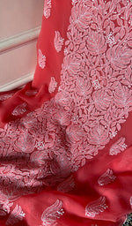 Load image into Gallery viewer, Women's Lucknowi Handcrafted Faux-Georgette Unstitched Chikankari Suit Material - HONC0348786