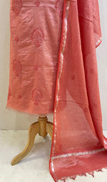 Load image into Gallery viewer, Women&#39;s Lakhnavi Handcrafted Tissue Chanderi Chikankari Kurta Dupatta Set - HONC0203307
