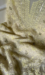 将图像加载到图库查看器中， Women&#39;s Lakhnavi Handcrafted Pure Organza Chikankari Unstitched Kurta And Dupatta Set- HONC0263886
