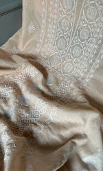 Load image into Gallery viewer, Irum Women's Lakhnavi Handcrafted Unstitched Mul Chanderi Kurta And Dupatta Set - HONC0286673