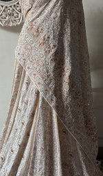 Load image into Gallery viewer, Women's Lakhnavi Handcrafted Bridal Pure Silk Georgette Chikankari Lehenga Set - HONC0263727