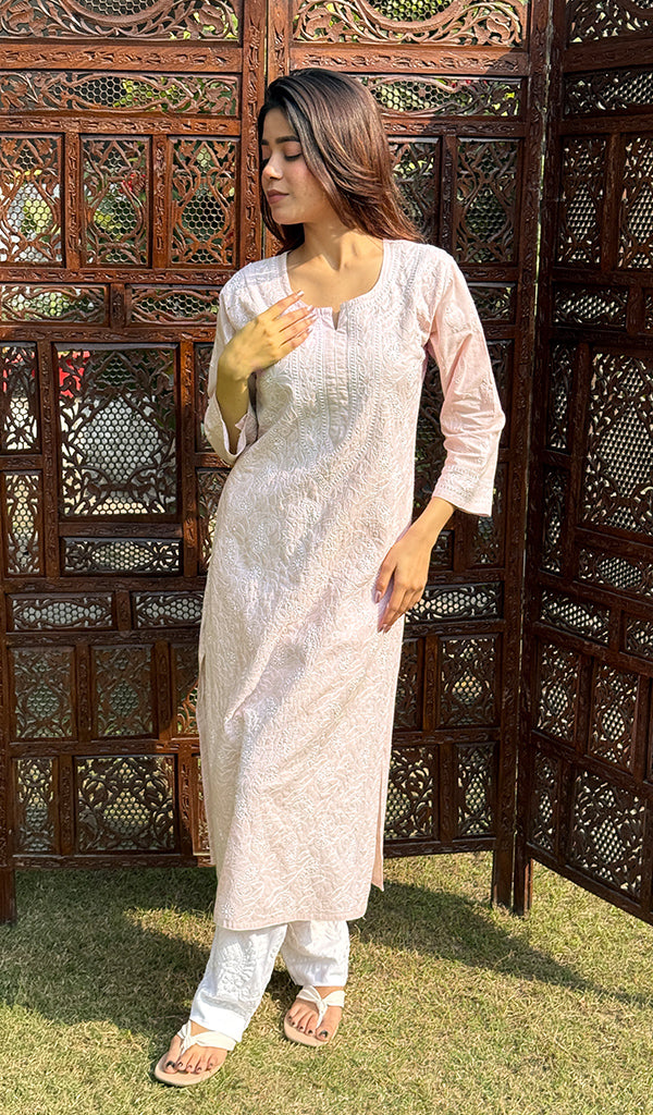 Women's Lucknowi Handcrafted Cotton Chikankari Kurti - HONC02450960