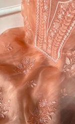 Load image into Gallery viewer, Women&#39;s Lakhnavi Handcrafted Pure Organza Chikankari Unstitched Kurta And Dupatta Set- HONC0314163
