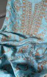 Load image into Gallery viewer, Women's Lakhnavi Handcrafted Mul Chanderi Unstitched Kurta And Dupatta Set- HONC0270065