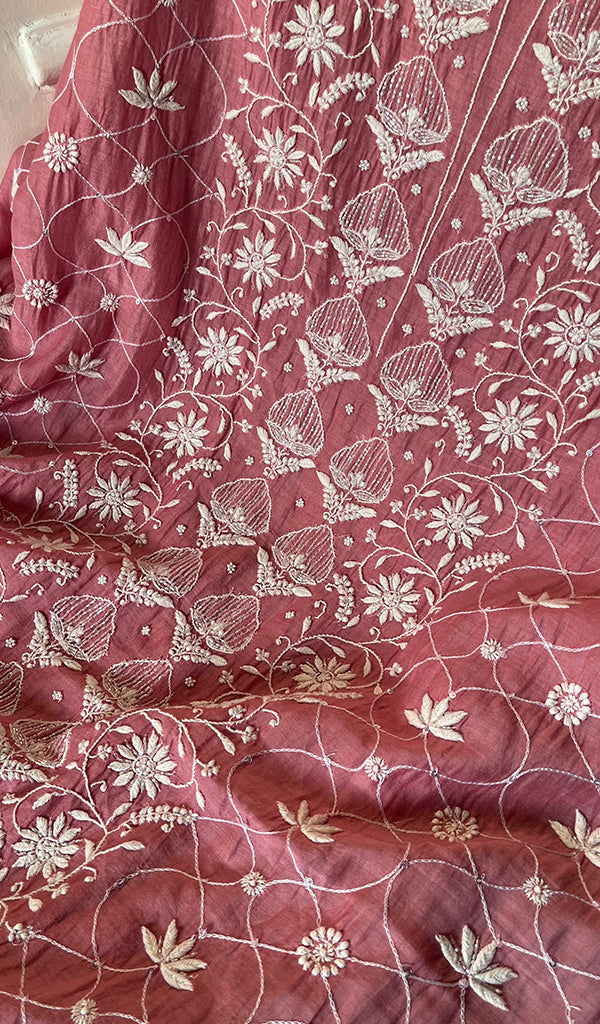 Women's Lakhnavi Handcrafted Mul Chanderi Kurta And Dupatta Set - HONC0288979