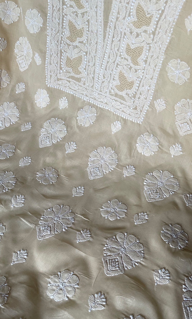 Women's Lakhnavi Handcrafted Unstitched Cotton Chikankari Suit Material - HONC0317401