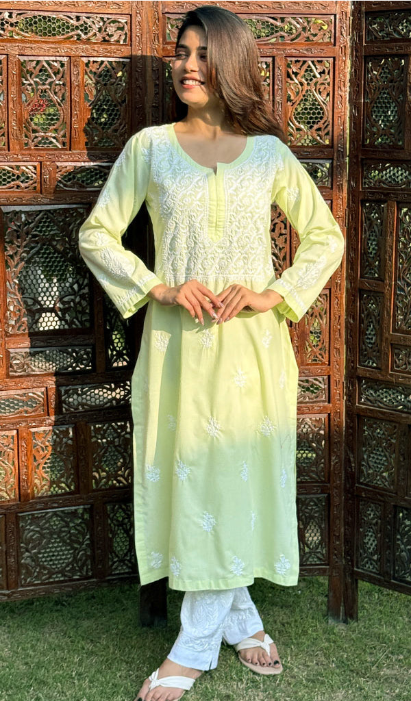 Gulnaaz Women's Lucknowi Handcrafted Cotton Chikankari Kurti - HONC0148338