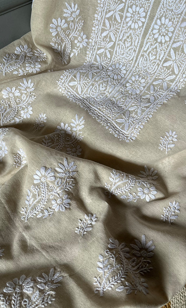 Women's Lakhnavi Handcrafted Cotton Chikankari Kurta And Kurta Dupatta Set - HONC0302852