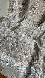 Load image into Gallery viewer, Women&#39;s Lakhnavi Handcrafted Pure Silk Georgette Chikankari - HONC0203148
