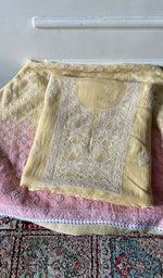 Load image into Gallery viewer, Women's Lakhnavi Handcrafted Mul Chanderi Unstitched Kurta And Dupatta Set - HONC0374246