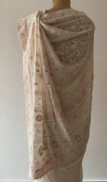 Women's Lakhnavi Handcrafted Pure Silk Georgette Chikankari Saree