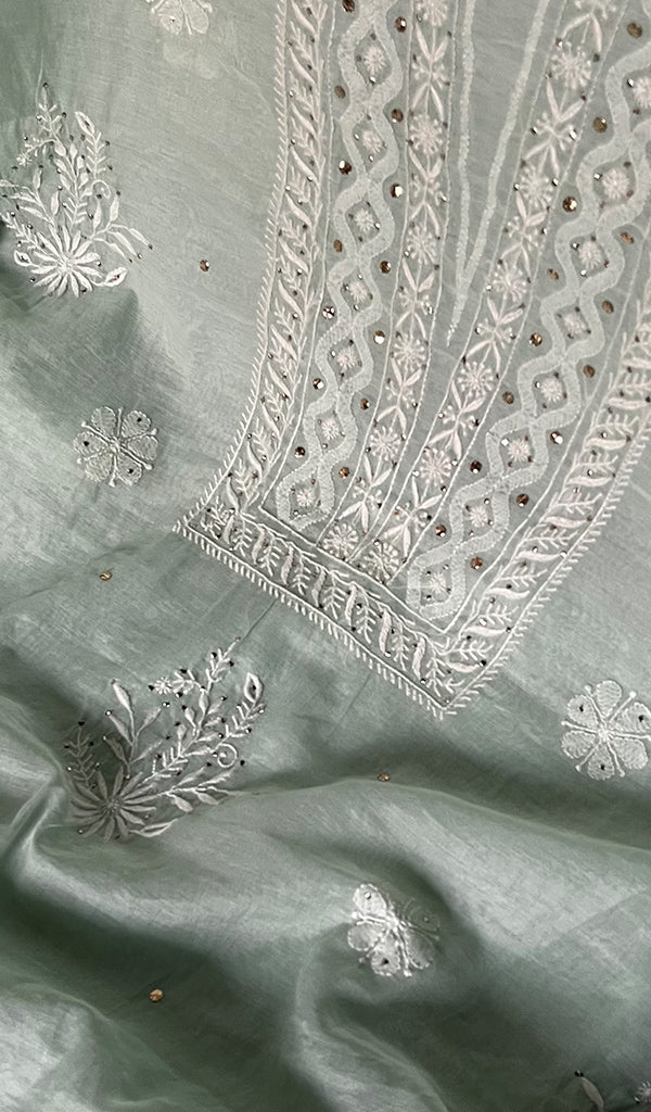 Women's Lakhnavi Handcrafted Mul Chanderi Kurta And Dupatta Set - HONC0254133