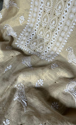 Load image into Gallery viewer, Women&#39;s Lakhnavi Handcrafted Tissue Chanderi Unstitched Kurta And Dupatta Set - HONC0306996
