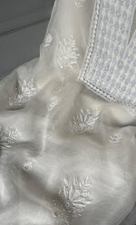 Load image into Gallery viewer, Women&#39;s Lakhnavi Handcrafted Pure Organza Chikankari Unstitched Kurta And Dupatta Set- HONC0307956
