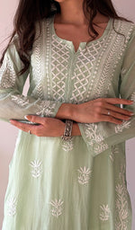 将图像加载到图库查看器中， Jiya Women's Lakhnavi Handcrafted Muslin Chikankari Kurti - HONC0367882