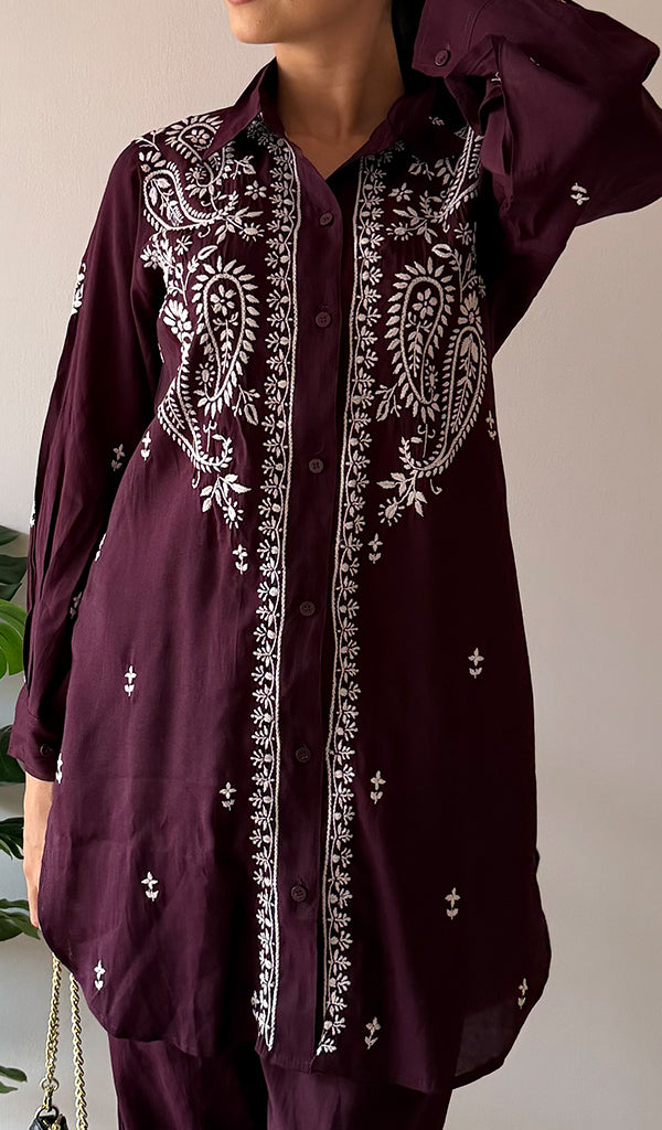 Devanshi Women's Lakhnavi Handcrafted Cotton Chikankari Kurta And Palazzo Set - HONC0358515