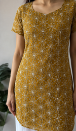 Women's Lucknowi Handcrafted Faux-Georgette Hakoba Chikankari Top- HONC0102614